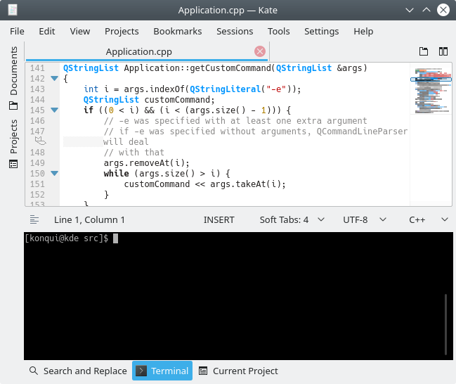 Screenshot Kate with Konsole
